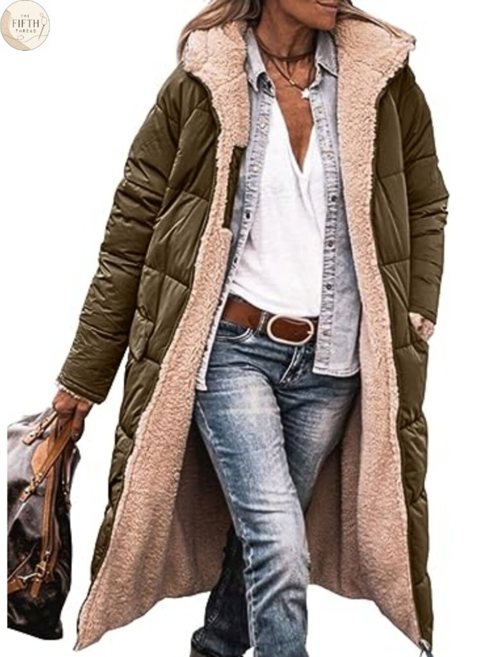 Women's Long Sherpa Fleece Hooded Winter Coat Full Zip Warm